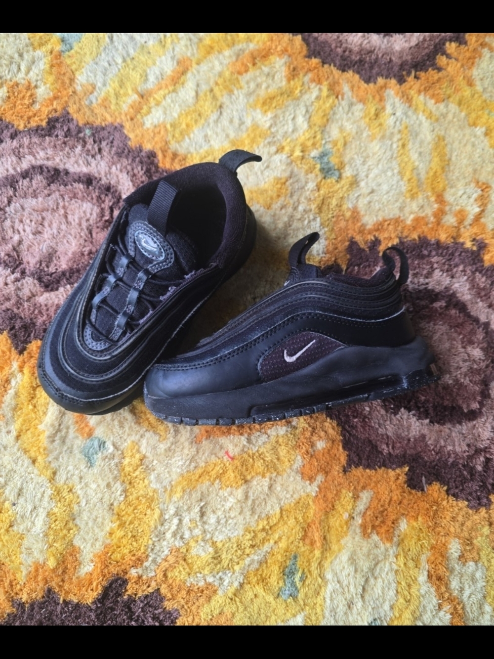 Nike Black Kids' Slip-On Sneakers with White Swoosh